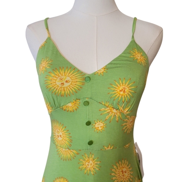 NWT Modcloth Green Sun Pattern Midi Sundress Size Small - Picture 2 of 5